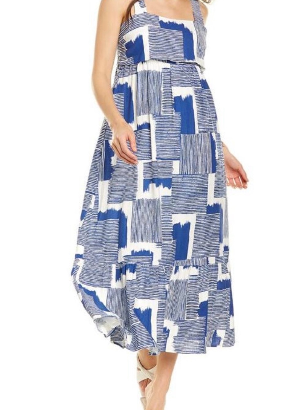 Donna Morgan Blue & White Printed Maxi